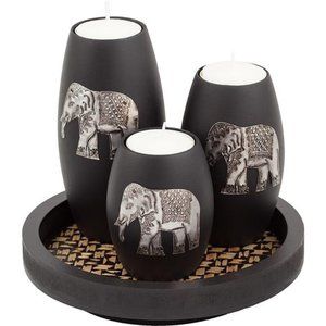 Tealight Candle Holders with Candle Tray Set of 3Decorative Candle Holders Matte